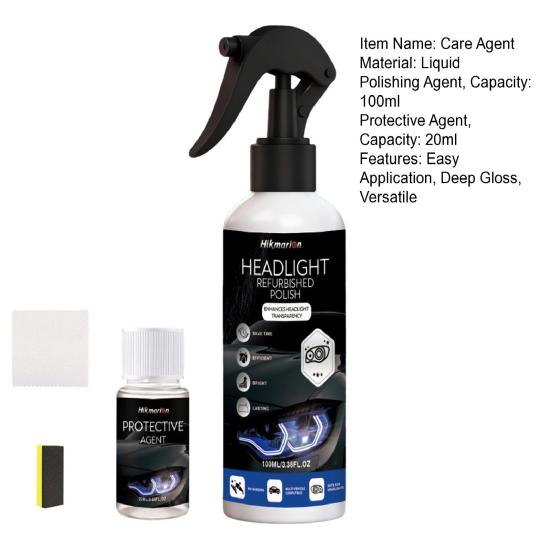 Headlight Restoration Kit, Car Lens Polish Cleaner for Yellow Haze, UV Protection Remover, Restore Clarity Shine, Car Surface
