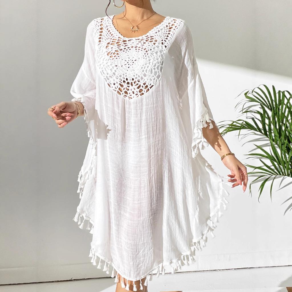 Women's Plus Size Bathing Suit Cover Ups Swimsuit Coverups Dress Soft Crochet Bikini Beach Skirt