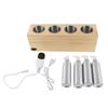 Chauffe-Huile de Massage Contrôle de Température Constant Chauffage Rapide 4 Trous Réchauffeur de Lotion avec 4 Bouteilles en Aluminium 100‑240V Europe