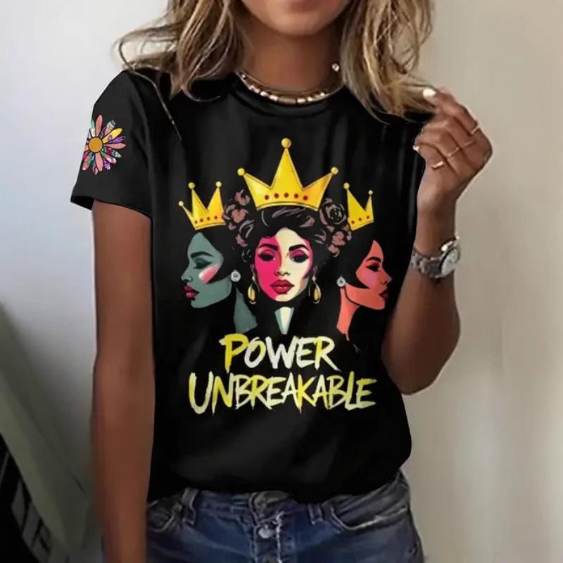 Casual Temperament Top Printed Women's Clothing Crew Neck Short Sleeve Comfortable T-Shirts Women’s