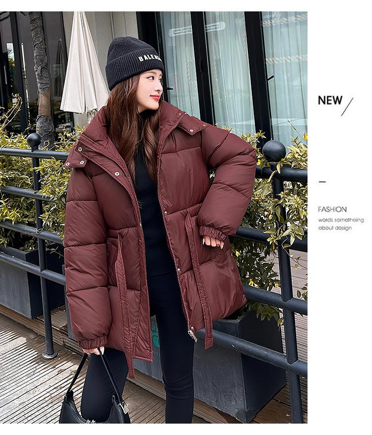 Women’s Short Hooded Windproof Thicken Warm Winter Jacket With Belt