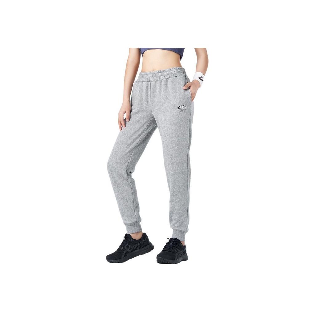 Asics Solid Color Outdoor Fleece Casual Elastic Straight Leg Knit Sports Pants Women Bottoms Light-Gray 2032C121-021