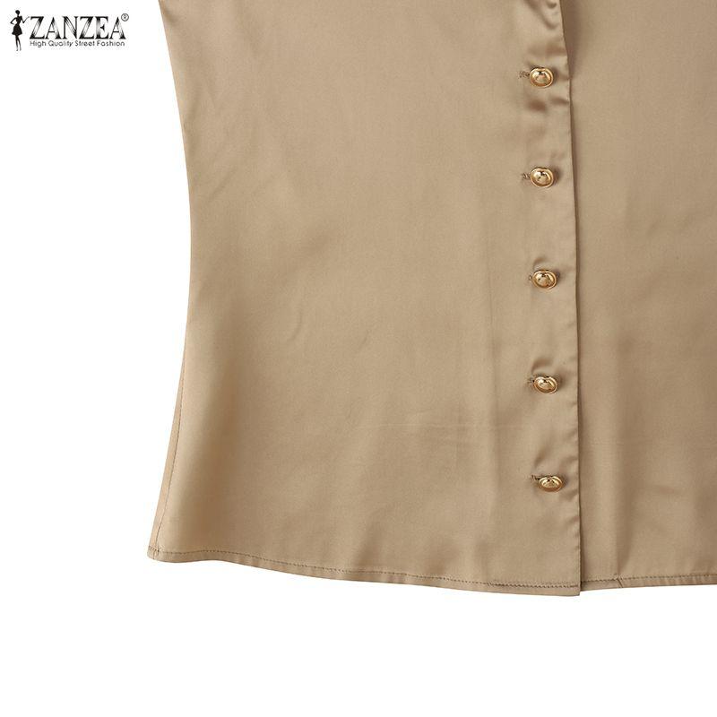 ZANZEA Women Casual Turn Down Collar Summer Sleeveless Vest Tops