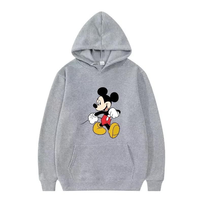 Disney Mickey Mouse Pattern Woman Streetwear Loose Black Winter Tops Clothes Pullovers Ladies Cheap Y2k Hoodies Men Sweatshirts