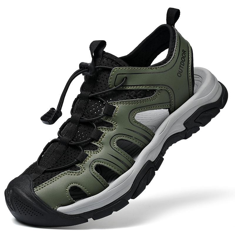 New summer men's bag head sandals breathable live broadcast explosion casual large size beach shoes hollow mesh shoes