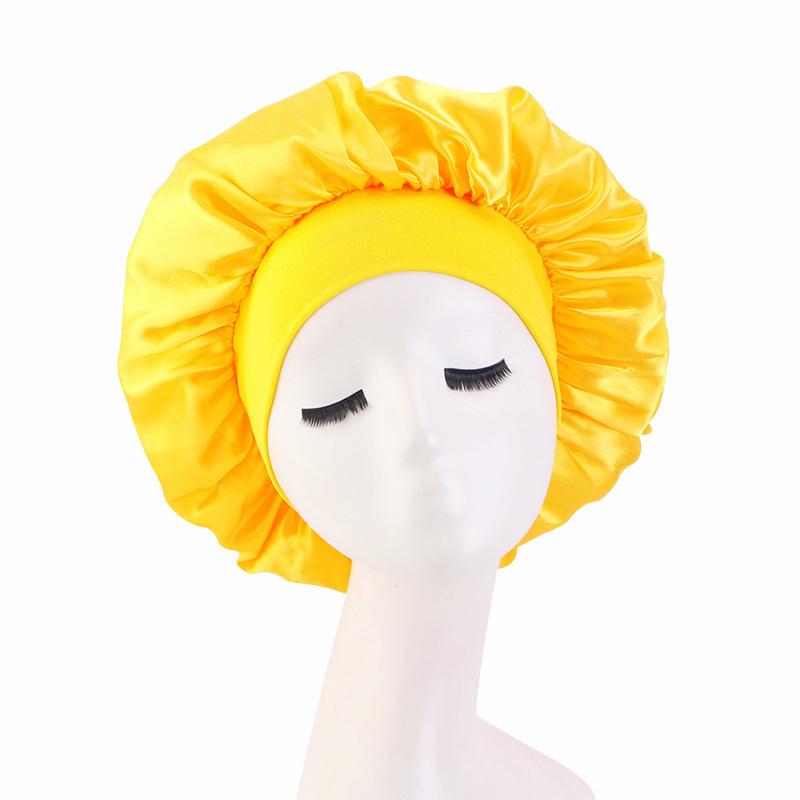 Soft Silk Hair Bonnet With Wide Band Comfortable Night Sleep Hat Hair Loss Cap