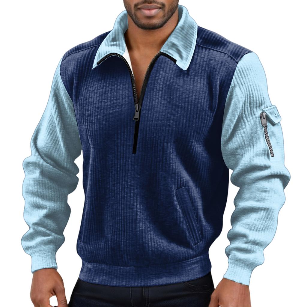 Men's Flip Collar Long Sleeves Half Zipper Hoodie