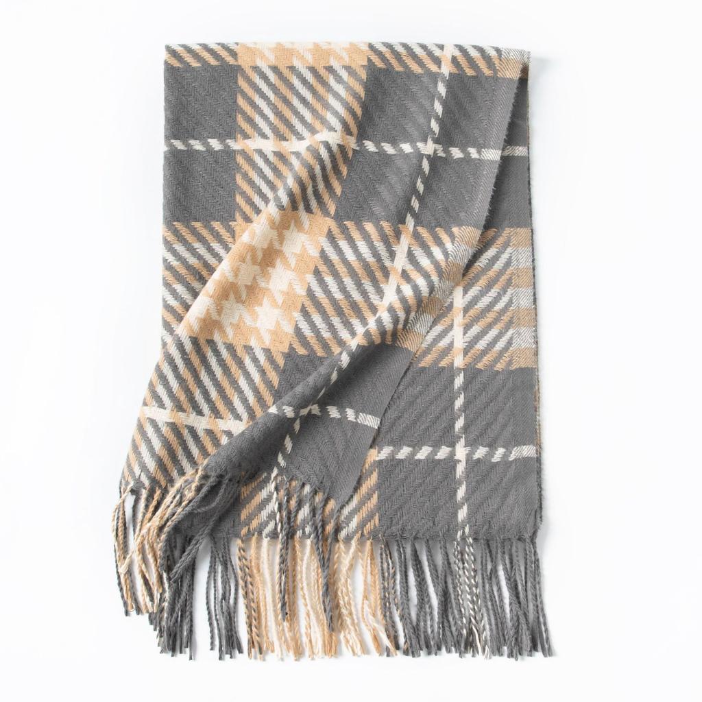 New sweet warm imitation cashmere scarf plaid student couple winter thickened warm scarf
