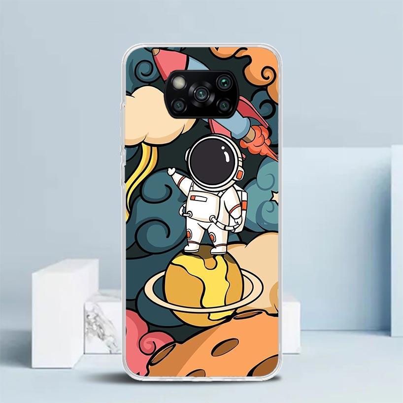 Cartoon Planet Astronaut Star Rocket Phone Case For Xiaomi Poco F7 Ultra X5 X6 X7 Pro M7 Redmi 15C 15 13C 13 12C 12 10C 10 10A 9