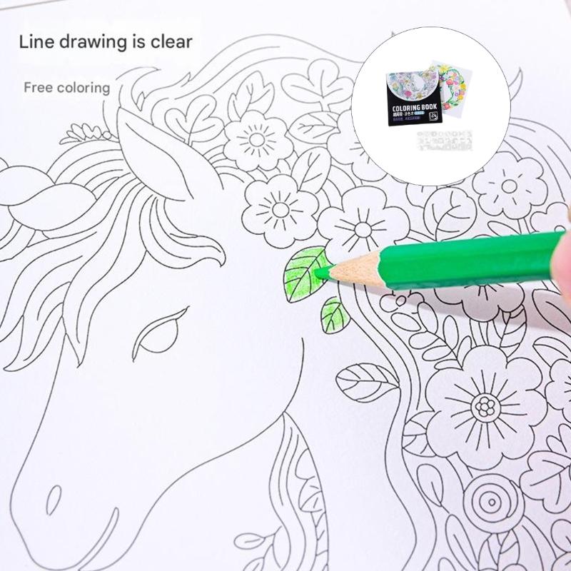 Creative Art Coloring Book 24 Sheets Pre-patterned Drawing Pad For Watercolor And Colored Pencils Acrylic Paint Marker