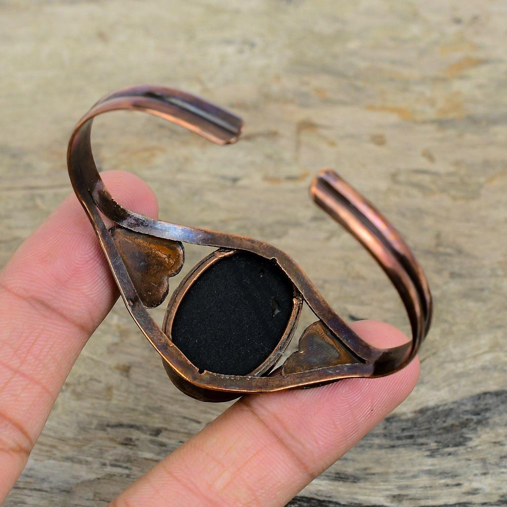 Abalone Shell Gemstone Cuff Bracelet Electroformed Copper Bangle Adjustable Cuff Bracelet Handmade Bangle Copper Jewelry Anniversary Gifts