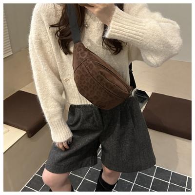 Autumn/Winter Ultra-cool Leopard Print Women'S Casual Bag Retro Design Trendy Crossbody Shoulder Waist Bag Zipper Closure