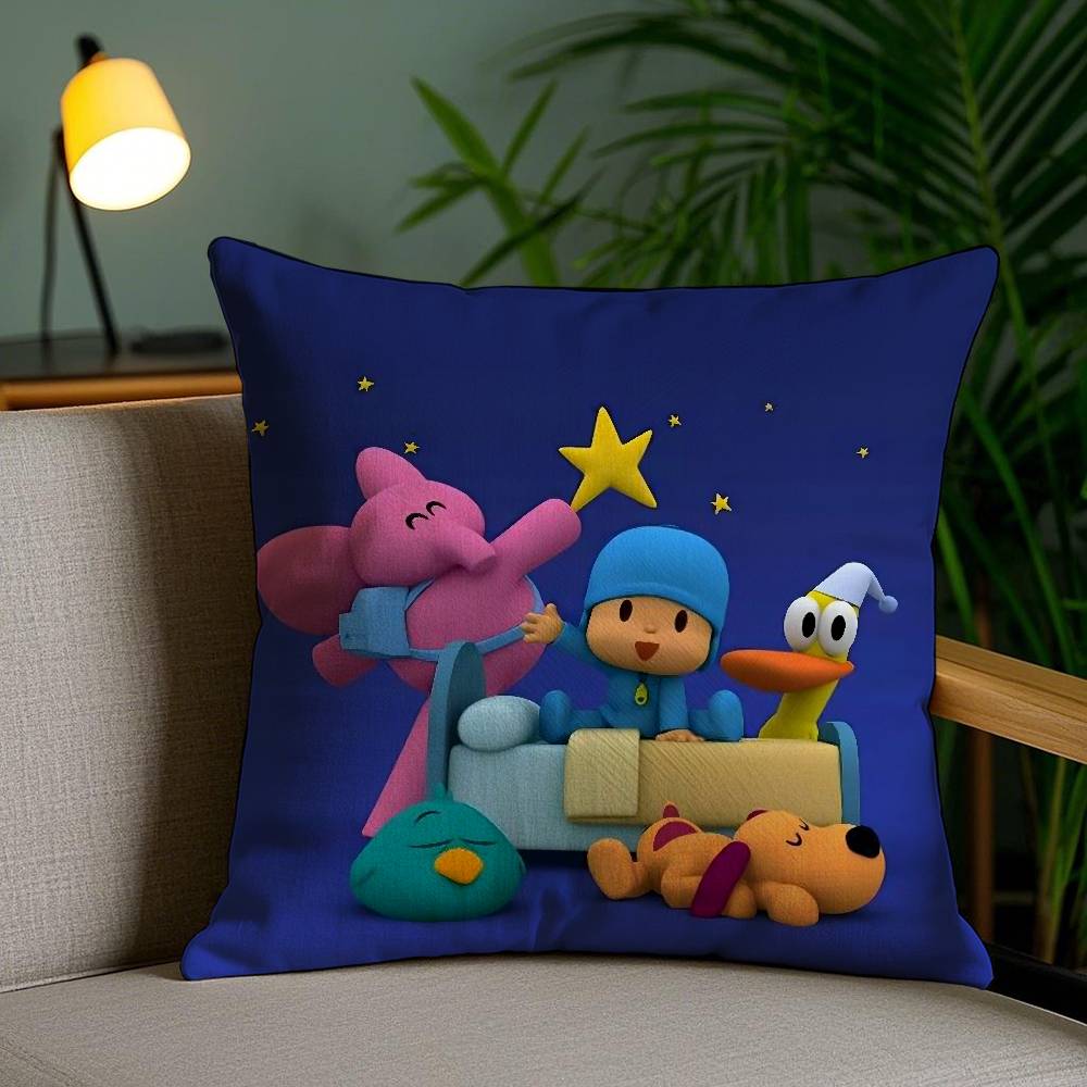 Cartoon Cute P-Pocoyo Pillow Case Sofa Short Plush Double-sided HD Printing Room Home Office Gift Cushion Cover