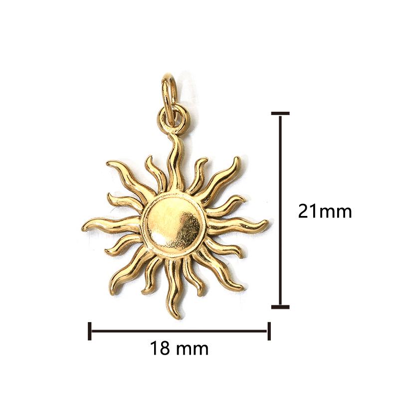 18K Gold-Plated Stainless Steel Necklace with Natural Stone Star, Moon & Sun Pendant