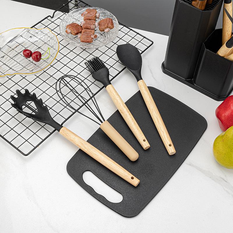 19-Piece Non-Stick Silicone Kitchenware Set with Food-Grade Wooden Handles