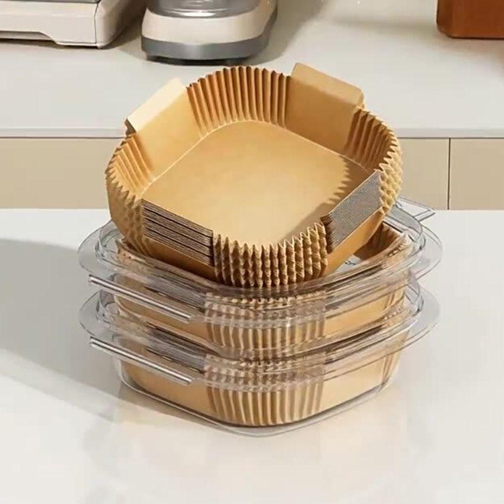 50Pcs Oil Proof Disposable Paper Liners Square Baking Paper Tray New Air Fryer Paper Liners