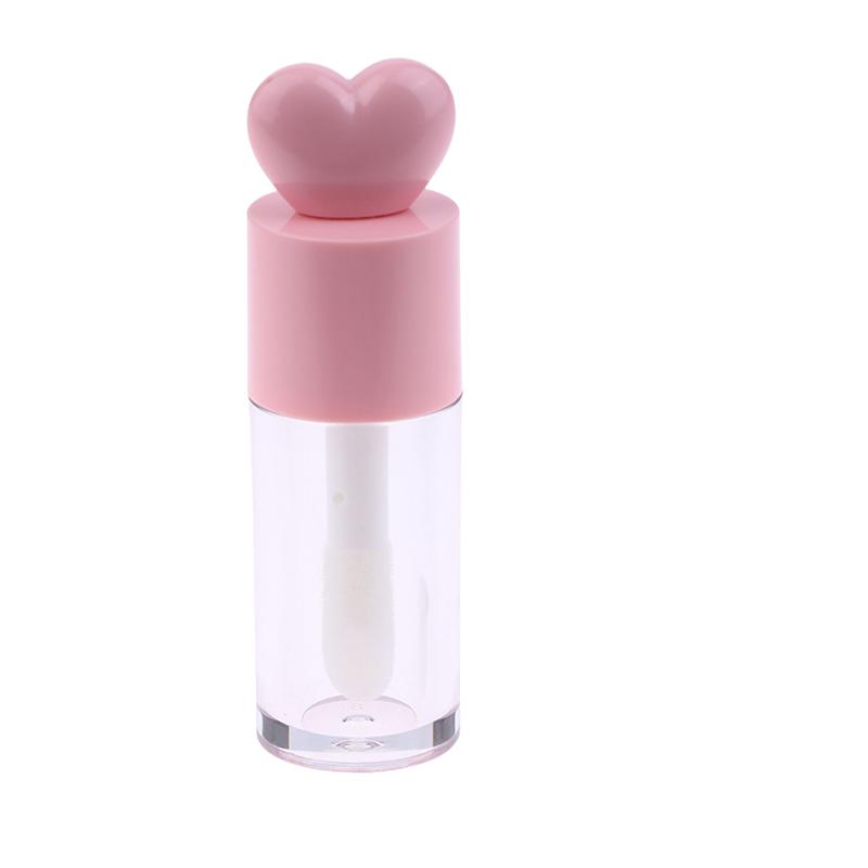 Tubos Criativos Fofos em Formato de Coração para Gloss Labial Transparentes Vazios Tubos Cilíndricos DIY para Bálsamo Labial 4ml com Aplicador Frasco de Batom Recarregável