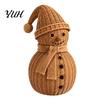 Small Snowman Statue for Window Sills Christmas Ornament Tabletop Decor, Retro Resin Figurine Vintage Style Decor with Knitted Texture Winter