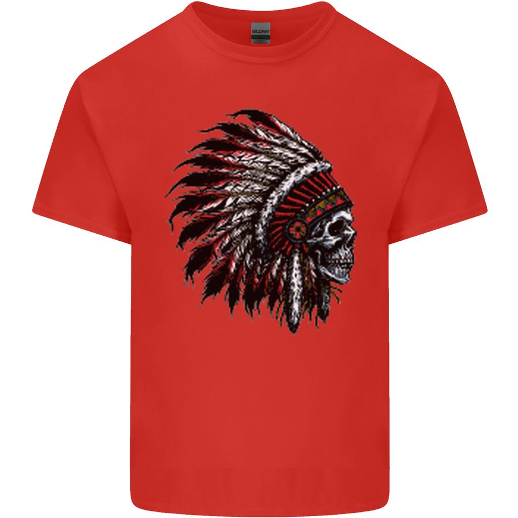 Indian Skull Headdress Biker Motorcycle Unisexs Light Cotton TShirt