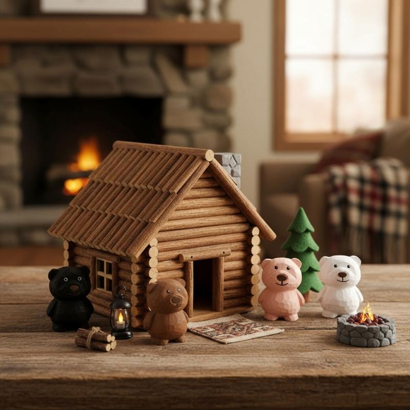 Wooden Bear Figurine Cute Decorative Accent Piece For Shelves Desks Bookshelves Basswood Design