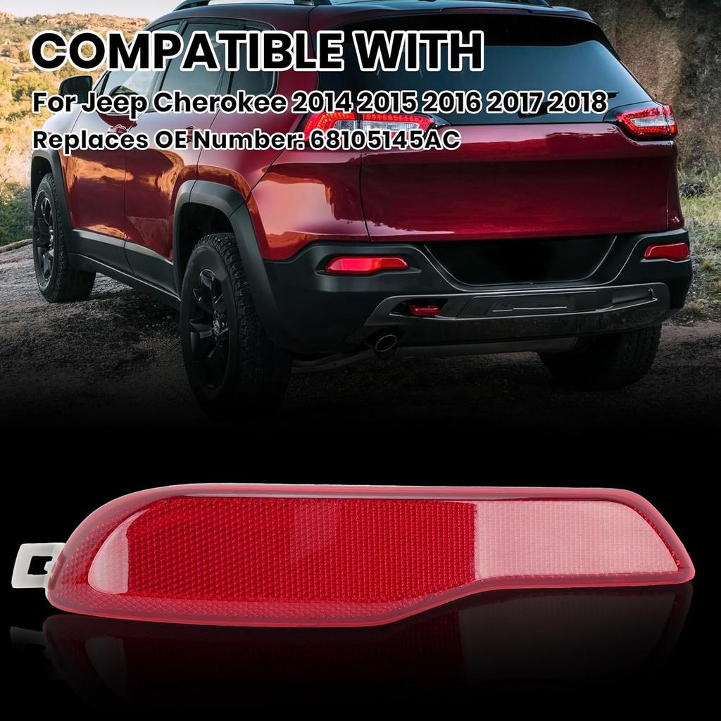Rear Bumper Reflector For 2014 2015 2016 2017 2018 Jeep Cherokee 68105145AC Driver Side (Left)
