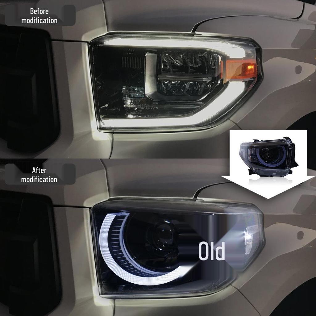 14-20 Toyota Tundra LED Projector Headlights with Defender Style DRL and Turn Signals