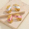 Douyin-Inspired Irregular Pleated Lava Texture Earrings - 18K Gold with Color-Blocked Enamel Design for Women