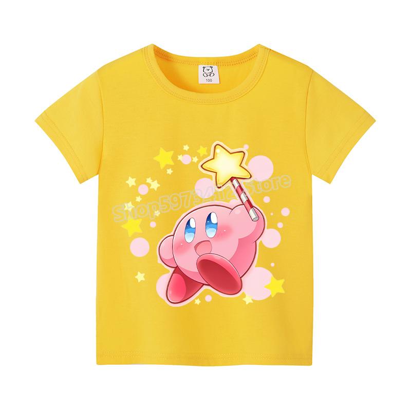 Kirby Top Estivi a Maniche Corte Camicia Colorata Girocollo Maglietta Rotonda Cotone T-shirt Colorata Stampa Cartoni Animati Abbigliamento Vestiti Casual
