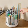 360° Rotating Pencil Organizer Large Capacity Round Desktop Storage Holder with 6 Compartments Cosmetic Brush Pen Organizer