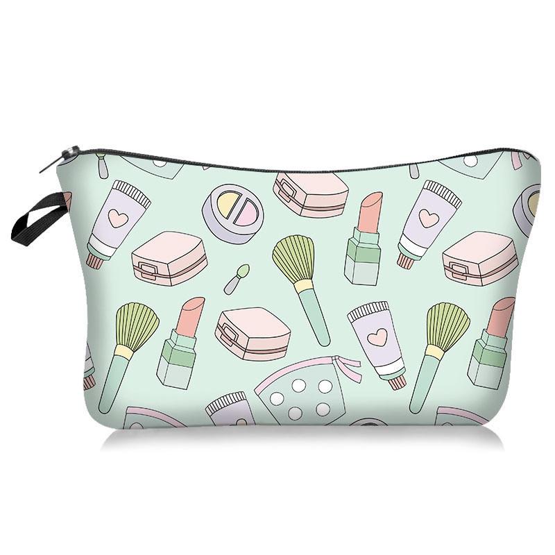 Printed Lipstick Makeup Bag Travel Portable Large Capacity Wash Pouch Storage
