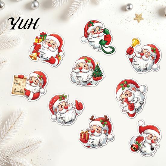 Decorative Labels for Greeting Cards 45Pcs Christmas Santa Sticker Set, Cartoon DIY Handwrite Label Decals Gift Tags, Stickers Party Favor Craft