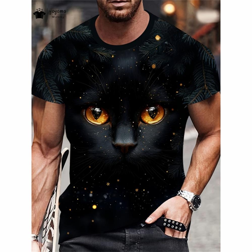 Funny Cat Pattern 3D Printed Short Sleeve T-Shirt Oversized Casual Tops Summer Men's O-Neck T-Shirts