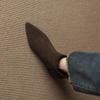 Krazing Pot Cow Suede Nubuck Pointed Toe Thick Heels Chelsea Boots Size 43 Zip Basic Clothing Women Ankle Boots