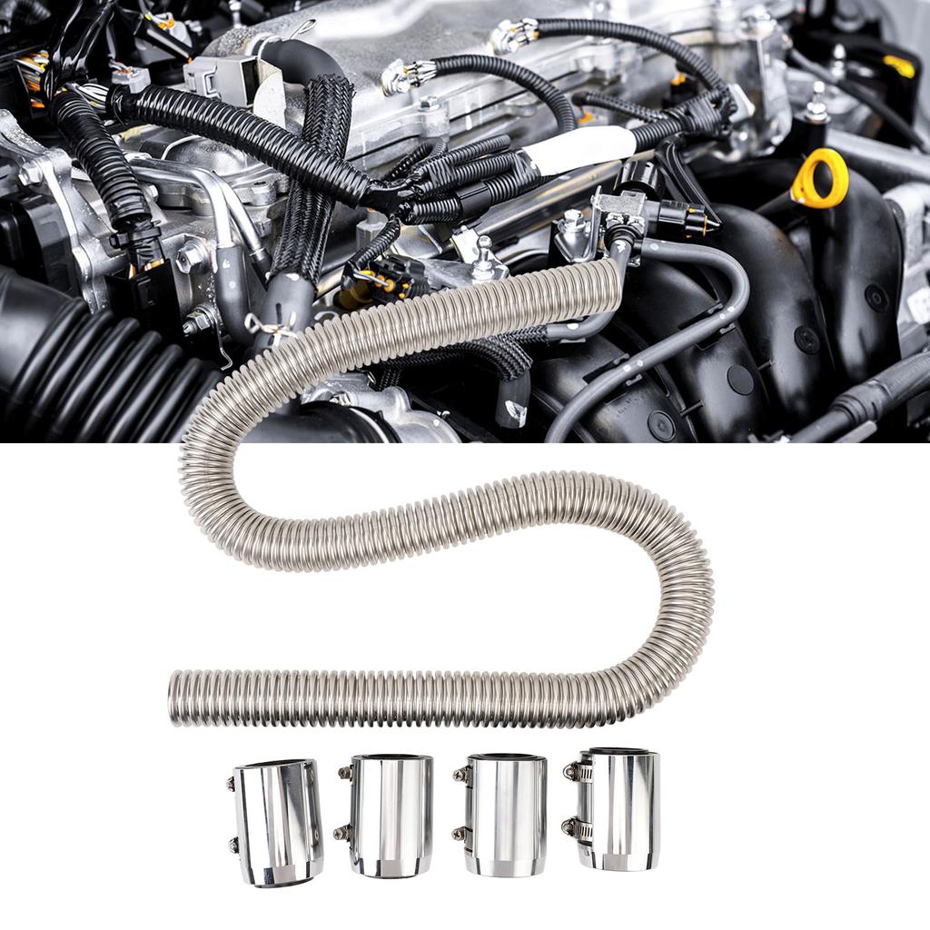 48inch Flexible Coolant Water Hose Kit Heat Resistant Stainless Steel Heat Dissipation Hose Set with 4