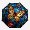 1PC Butterfly StainedGlass Automatic Folding Umbrella Portable Collapsible 8-Rib Umbrella for All Seasons, Casual Outdoor Accessory, A01