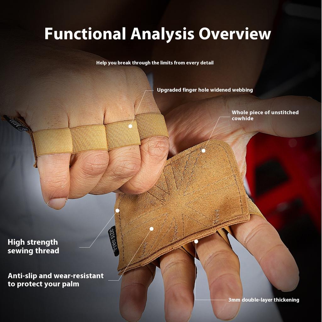 Non-Slip Bovine Hide Weight Lifting Gloves For Women And Men Four Fingers Palm Protection Gym Training Accessories