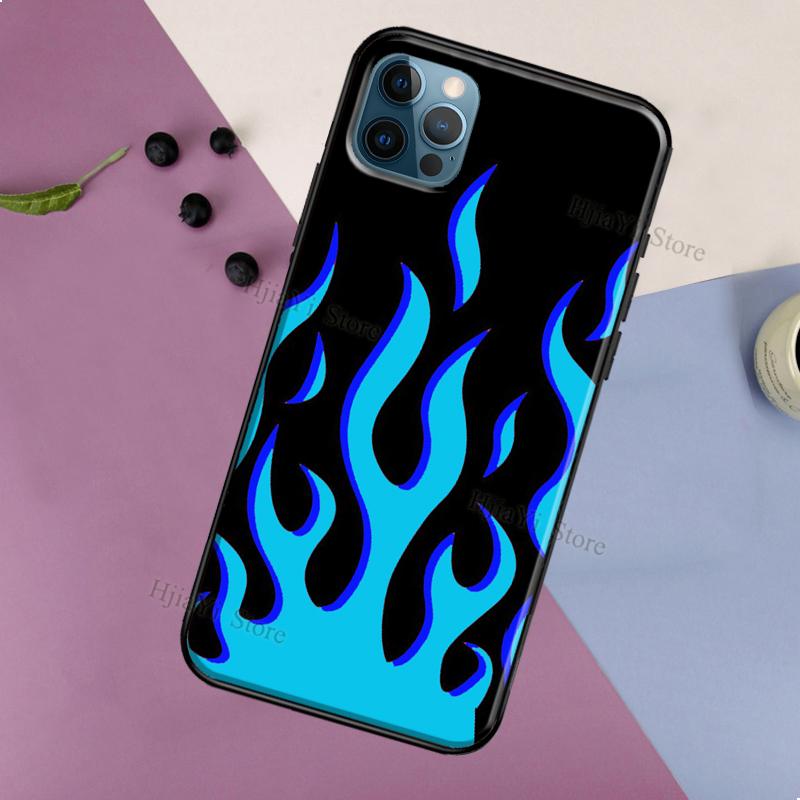 Flame Aesthetic Light Blue Fire Pink Case For iPhone 13 12 11 14 Pro Max 6S 7 8 Plus SE 2020 12 13 Mini X XR XS Max Back Cover