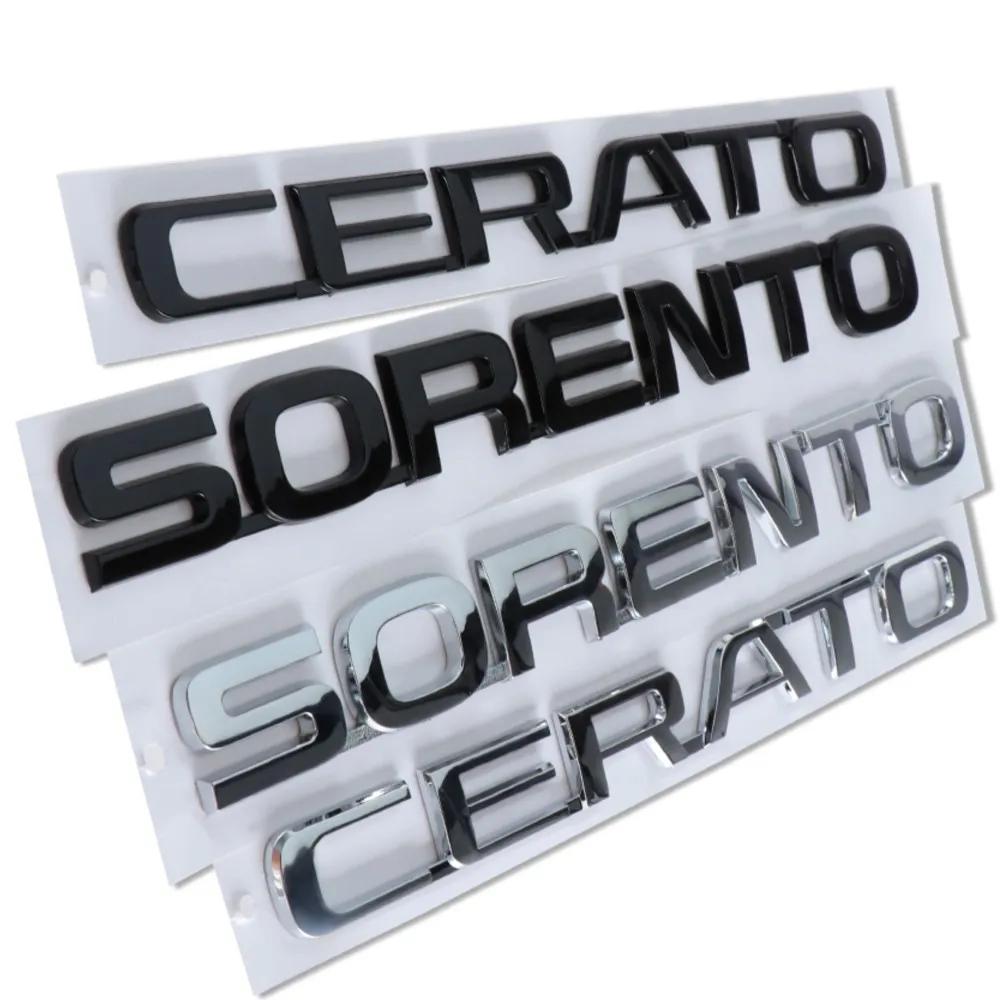 TQCX7 3D ABS SORENTO CERATO Letter Badge Car Tail Emblem Trunk Decoration Sticker for Kia Sportage Rio Soul Optima Ceed Forte Picanto