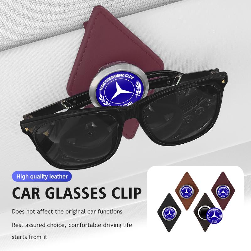Leather Car Eyeglass Holder Glasses Storage Clip Accessories For Mercedes Benz CLK GLC W212 C200 C300 W203 W204 W205 W169 W176