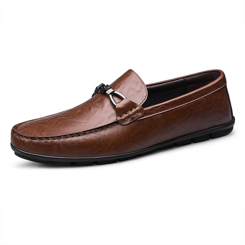 New Men's Business Casual Shoes Comfortable Leather Casual Shoes Sneakers Breathable Rubber Bottom Loafers Slip on Flats