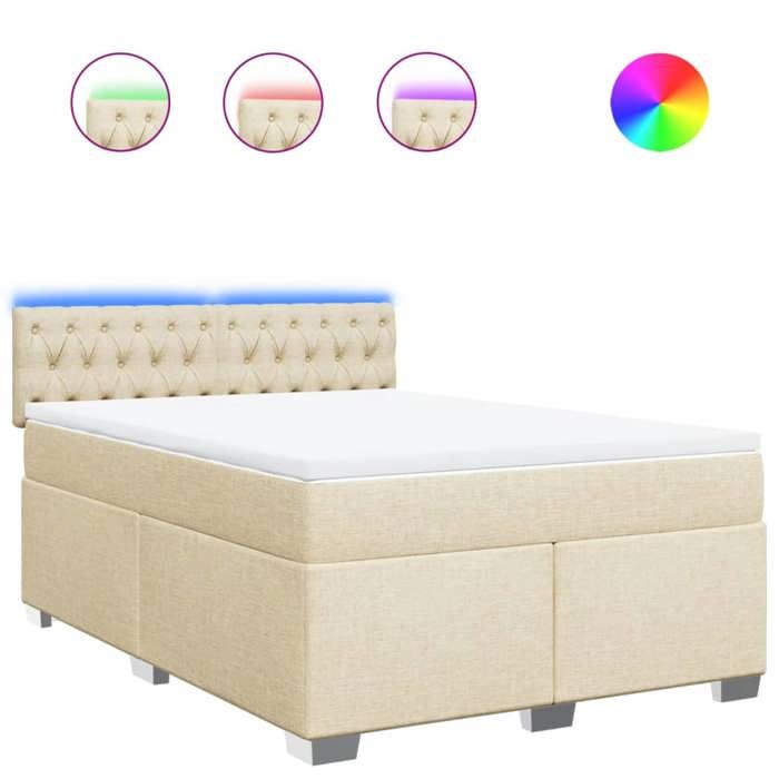 Maison Exclusive - Sommier à lattes de lit avec matelas Crème 140x200 cm Tissu