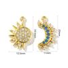 1 Set ( 2 PCs/Set) Brass Galaxy Charms 18K Gold Plated Sun & Moon Micro Pave Blue Cubic Zirconia 20x11mm 19.5x13.5mm Pendants