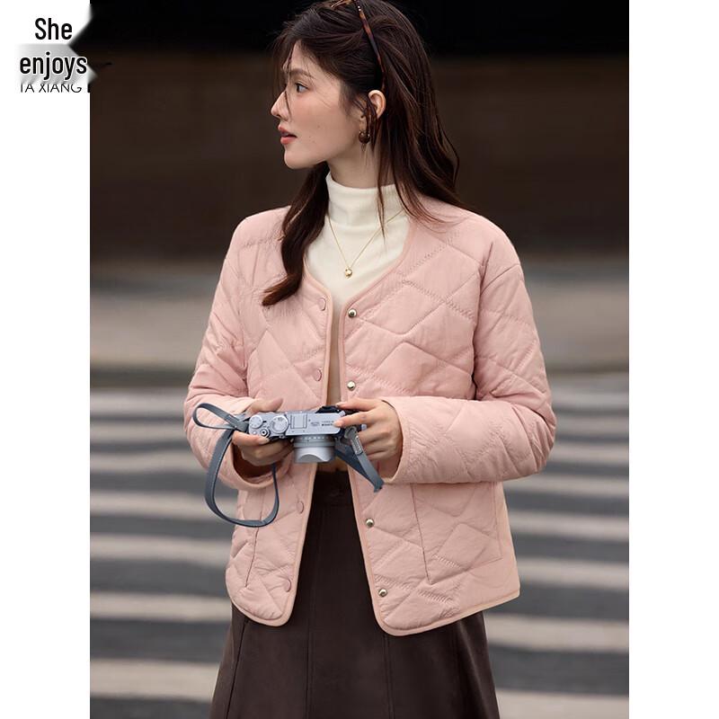 Women's Diamond Quilted Round Neck Winter Jacket