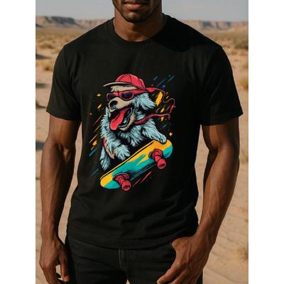 Europäische Größe Trendiges Kugou Herren T-Shirt mit Print, Kurzarm | Reguläre Passform, Schweißabsorbierend und Schnelltrocknend, Ganzjahres-Freizeit-Oberteil, Perfekt