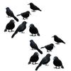 12pc Small Crow Figurines Set Artificial Ravens Tabletop Decorations Halloween Props Indoor Outdoor Display Accessories for Seasonal Ambiance