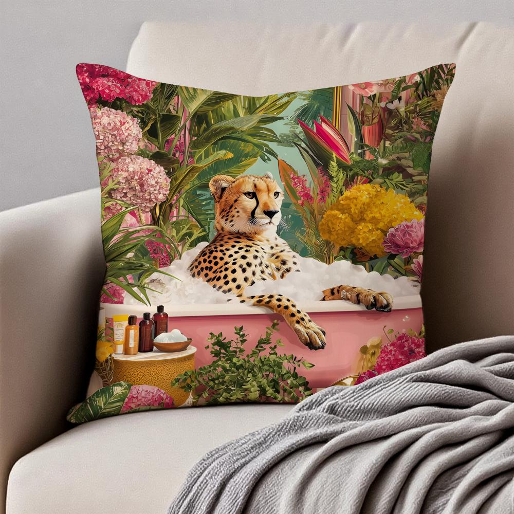 Interesting Animals Funny Cushion Cover Pillowcase Antidustmite Invisible Zipper Short Plush Sofa Cushion