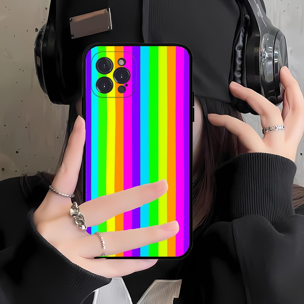 Colorful Rainbow Stripe Phone Case Silicone Soft for iphone 16 15 14 13 12 11 Pro Mini XS MAX Plus X Cover