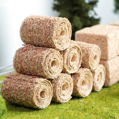 4 szt. Miniaturowy model balotu siana Realistyczna mini sterta siana Mała okrągła sztuczna bela słomy DIY Farma Mikro krajobraz Akcesoria dekoracyjne do domku dla lalek