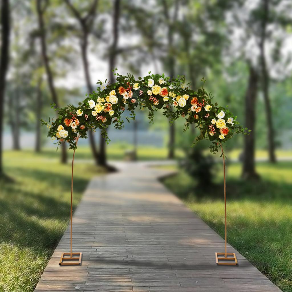 7.5ft Tall Elegant Gold Metal Wedding Arch Stand for Bridal Ceremony, Balloon Backdrop, Anniversary Birthday Event Decor Frame