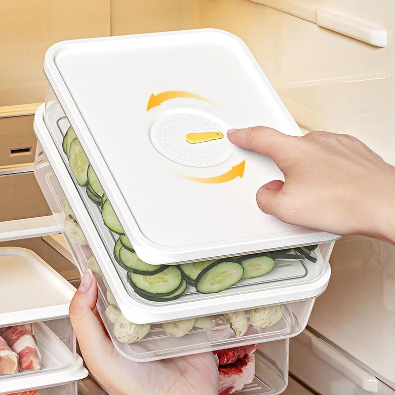 6PCS Thickened Storage Boxes Refrigerator Frozen Meat Dispenser Food Grade Crisper Food Seal Timing Box Kitchen Storage Supplies